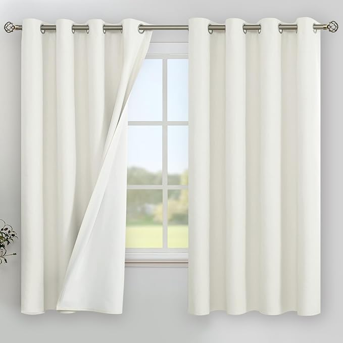 YoungsTex Iovry Linen Blackout Curtains 63 Inch Long Bedroom Drapes Grommet | by YoungsTex