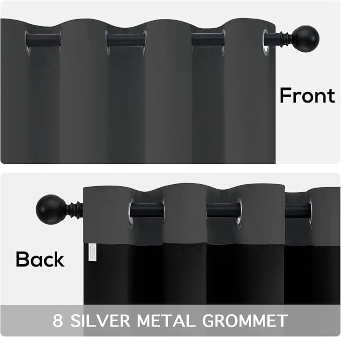 Yakamok Charcoal Grey Blackout Curtains 96 inches Long - Image 6