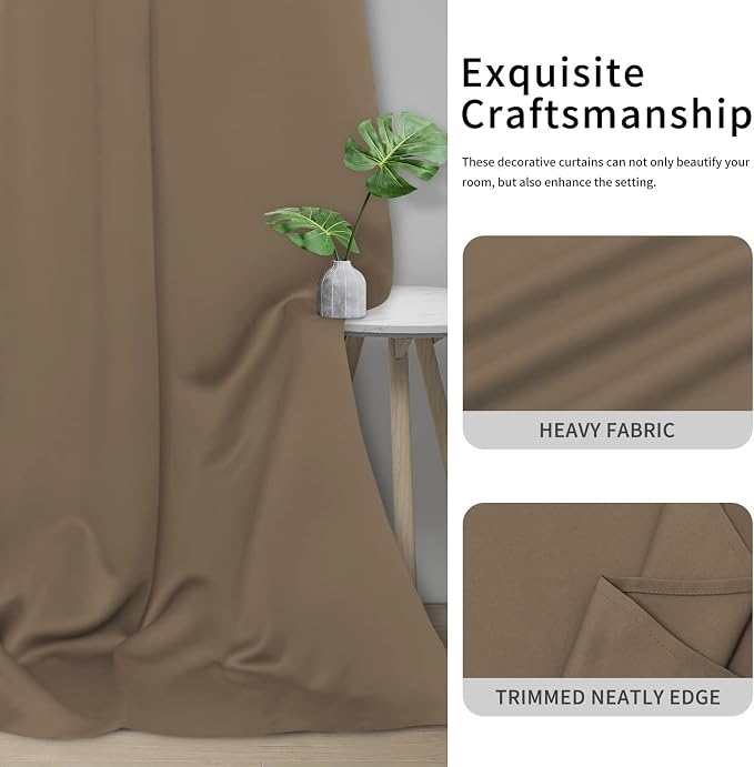Easy-Going Thermal Grommet Blackout Curtains, 2 Panels 42x36 in, Camel | - Image 5