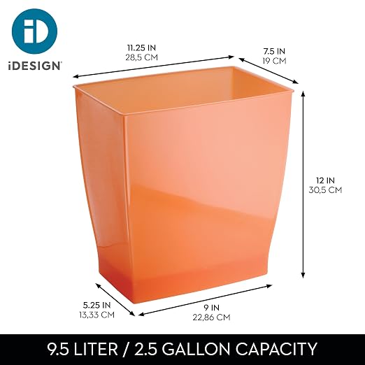 iDesign Small Plastic Bathroom Trash Can, Slim Rectangle - Image 4