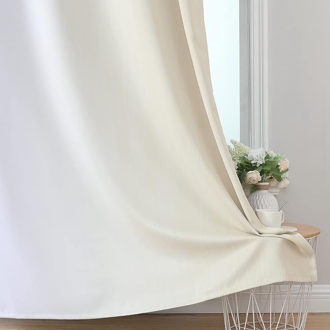 Beige and Grayish White Ombre Blackout Curtains Living Room 84 Inches Long | - Image 6