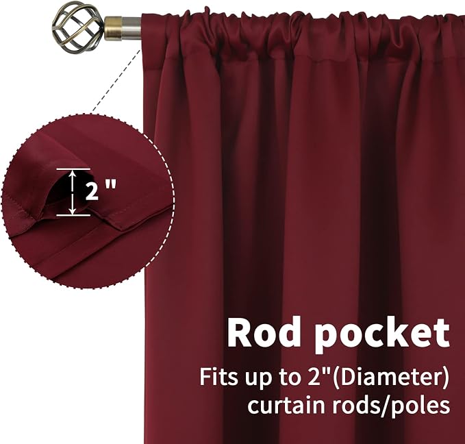 BGment Burgundy Blackout Curtains - Image 4