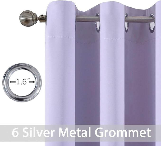 Yakamok Blackout Curtains 38x54 inch Lilac Thermal Drapes-Bedroom | 2 panels - Image 3