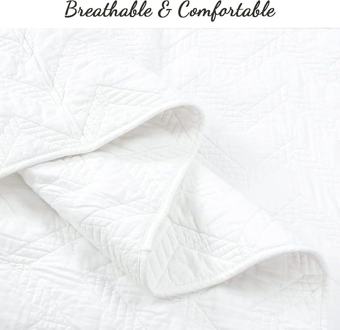 Cozy Line Home Fashions 100% Cotton Geometric Modern Zig Zag Stitch Solid White - Image 6