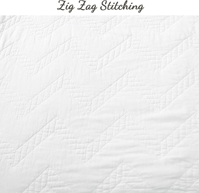 Cozy Line Home Fashions 100% Cotton Geometric Modern Zig Zag Stitch Solid White - Image 4