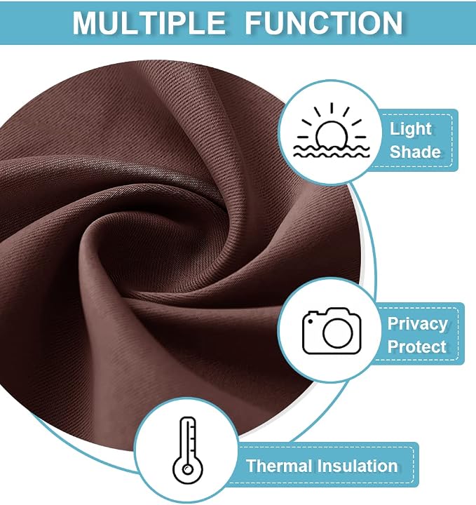 RYB HOME Half Curtain Tiers 36 inch Length, Rod Pocket | Short Blackout Curtains - Image 5