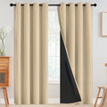 SimpleHome Beige 100% Blackout Curtains Room Darkening Living Room 84 Inch | by SimpleHome