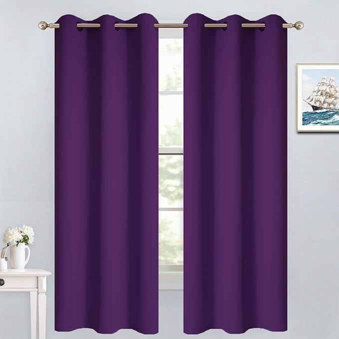 Yakamok Blackout Curtains 38x63 inch Purple Thermal Drapes-Bedroom | 2 panels by Yakamok