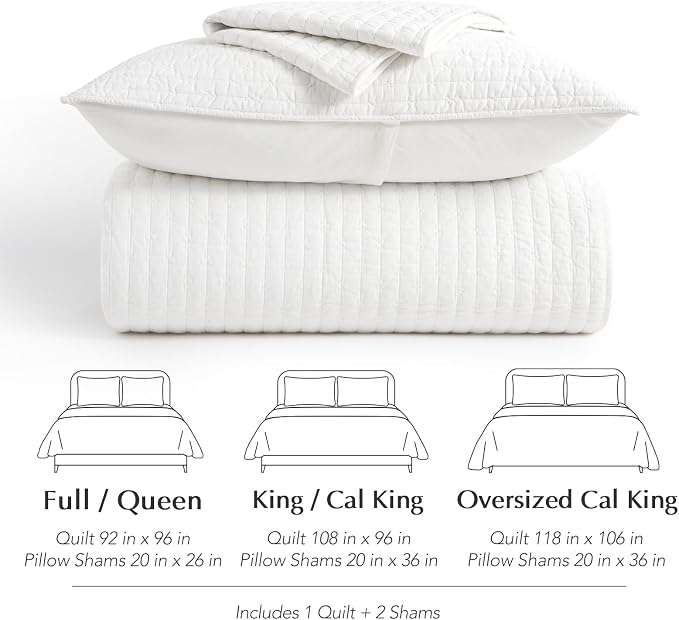 100% Cotton Cross Stitch 3-Piece Quilt, Bright White | Cross Stitch Cotton Quilt - Image 6