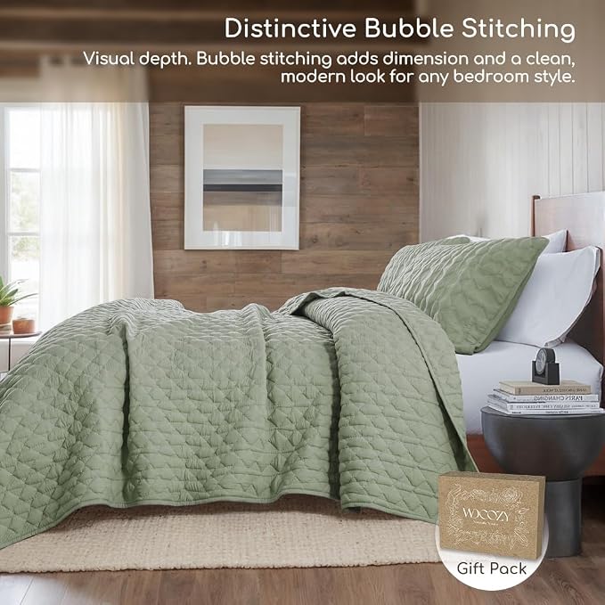 WDCOZY Sage Green Quilt Queen Size Bedding Sets - Image 4