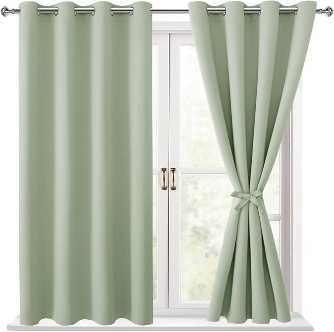 Blackout Curtains for Bedroom, 2 Panels, Seafoam Green 52 x 45 Inch | Thermal - Image 8