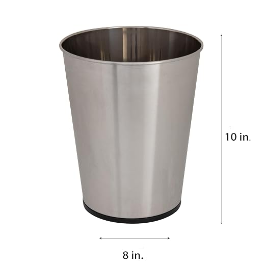 Bath Bliss 5 Liter Small Wastebasket, Stainless Steel | Compact Round Open Top - Image 3