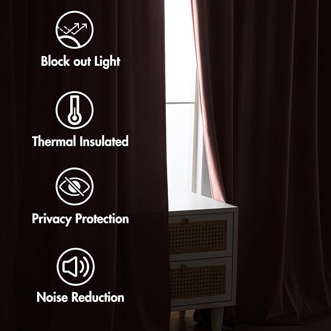 MIULEE Light Pink Velvet Pinch Pleat Blackout Curtains W52 X L84 Inches | 2 - Image 6