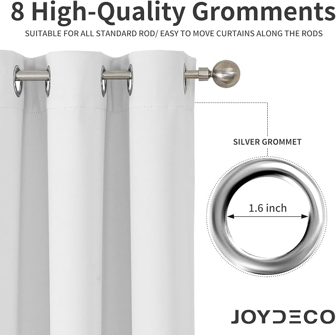 Joydeco 60% Blackout White Curtains 90 Inch Length 2 Panels Set, Thermal - Image 4
