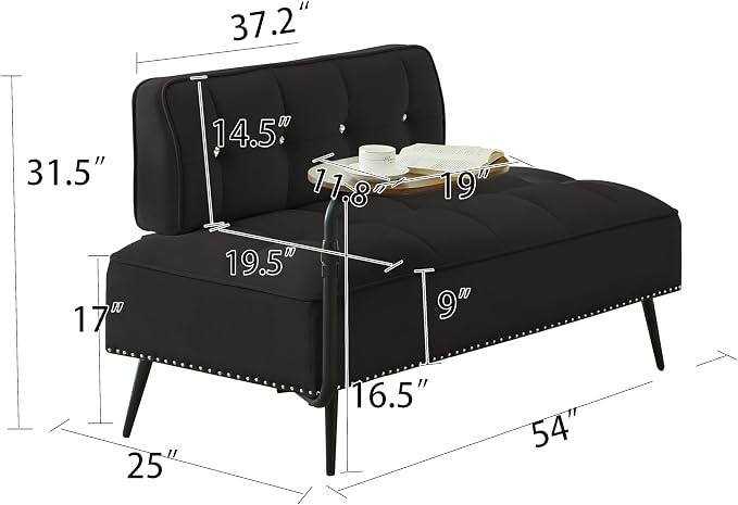 anwickjeff 55" Inch Width Modern End of Bed Bench, Leather Upholstered Futon - Image 2