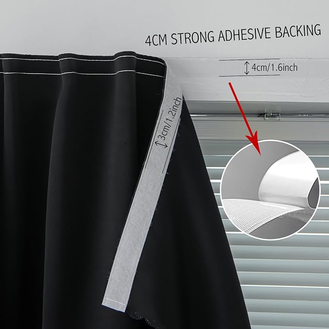 Stick On Blackout Curtains No Drill Required Self Adhesive Window Coverings - Image 7
