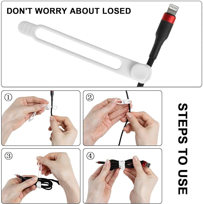 Silicone Cable Ties, Cord Organizer Cable Management, Office Desk Accessories - Image 3
