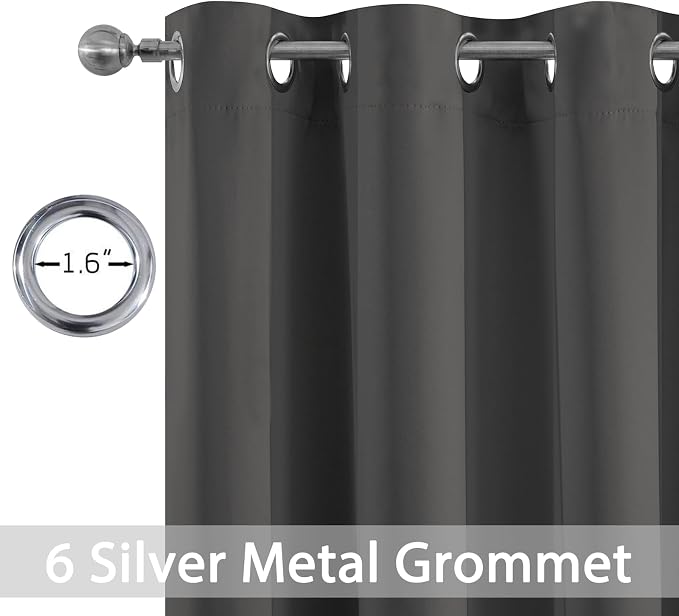 Yakamok Blackout Curtains 38x90 inch Charcoal Grey Thermal Drapes-Bedroom | 2 - Image 2