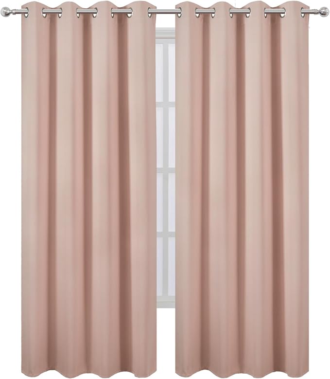 Blackout Curtains 52 x 90 inches Long Blush Curtains Set of 2 Panels Thermal - Image 2