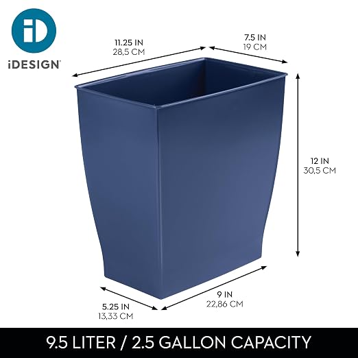 iDesign Small Plastic Bathroom Trash Can, Slim Rectangle Garbage Bin - Image 4