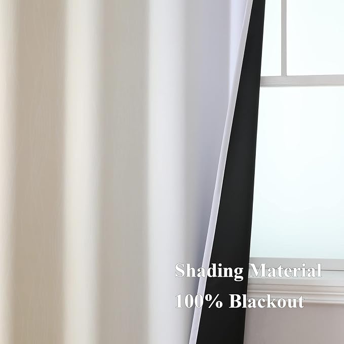 Beige and Greyish White Ombre Blackout Curtains Living Room 96 Inches Long | - Image 5