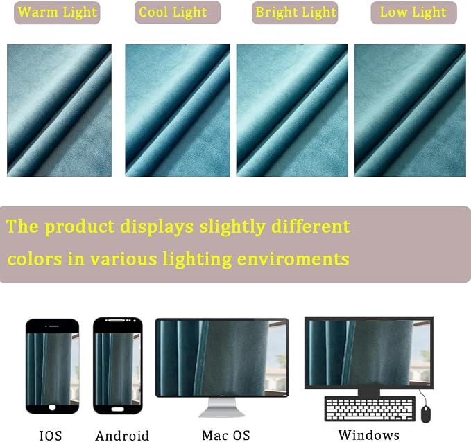 Timeper Slate Blue Velvet Curtains W52 x L96 inches 2 Panels, Back Tab & Rod - Image 7