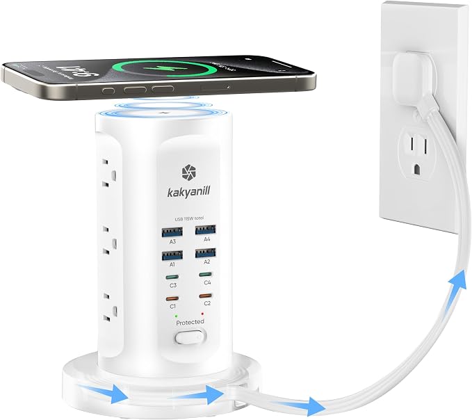 Kakyanill 115W USB Charging Station, Power Strip Tower by kakyanill