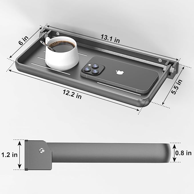 Aluminum RV Folding Shelf 12 Inch Wall Mounted Fold Down Shelves | Small - Image 2