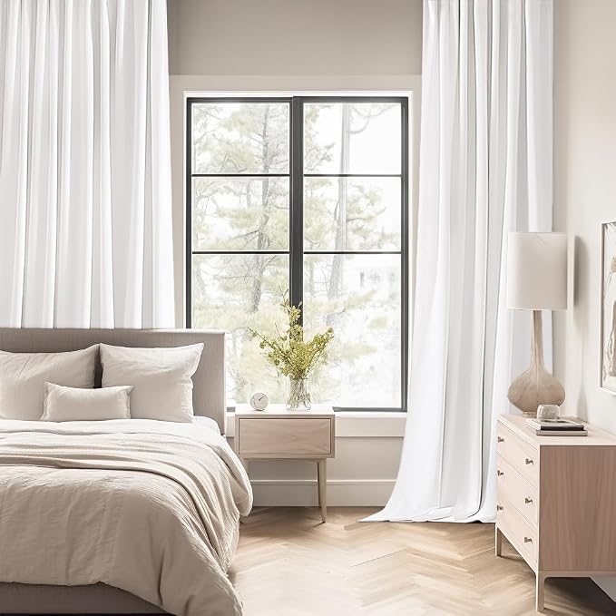 MIULEE Pure White Back Tab Blackout Curtains 52x96 Inch Long 2 Panels Set | Rod - Image 2