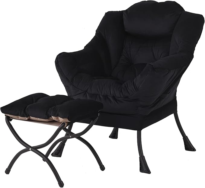Welnow Lazy Chair with Ottoman, Reading Chair with Footrest, Foldable Footrest by LifeGetsBetterWithWelnow
