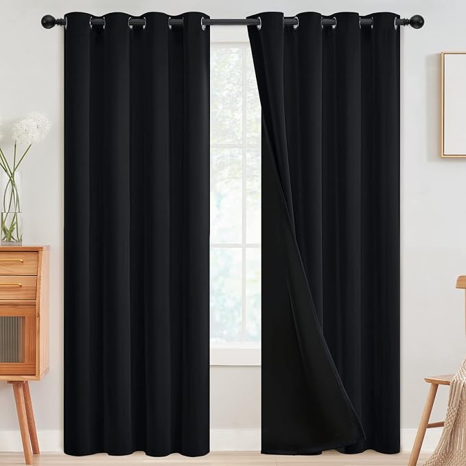 SimpleHome Black 100% Blackout Curtains Room Darkening Living Room 90 Inch | by SimpleHome