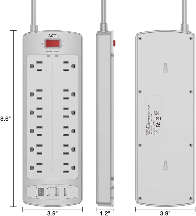 ALESTOR 10 Ft Surge Protector Power Strip - Image 7