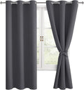 Grommet Blackout Curtains for Bedroom, 42 x 63 Inches, Dark Grey | Thermal by Hiasan