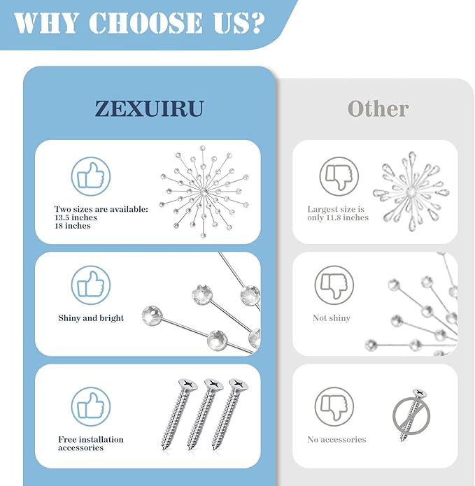 ZEXUIRU 3 Set Silver Starburst Wall Art - Image 5