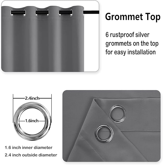 DWCN Grey Blackout Curtains for Bedroom, 42 x 63 Inch Length, Room Darkening - Image 5