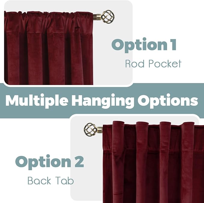 BGment Red Velvet Curtains 84 Inch - Image 3