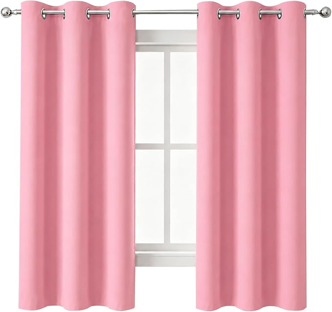 Pink Blackout Curtains 40 x 63 Inch Length/Set of 2 Curtain Panels/Thermal - Image 2