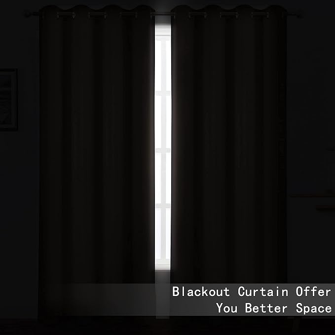 100% Blackout Curtains 52 x 95 Inch/Black Curtains 2 Panels - Image 3
