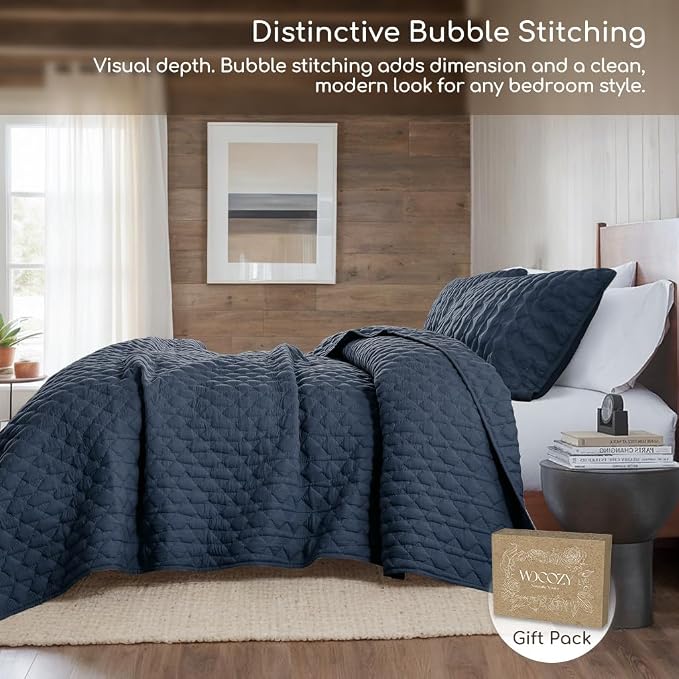 WDCOZY Navy Blue Quilt Queen Size Bedding Sets - Image 4