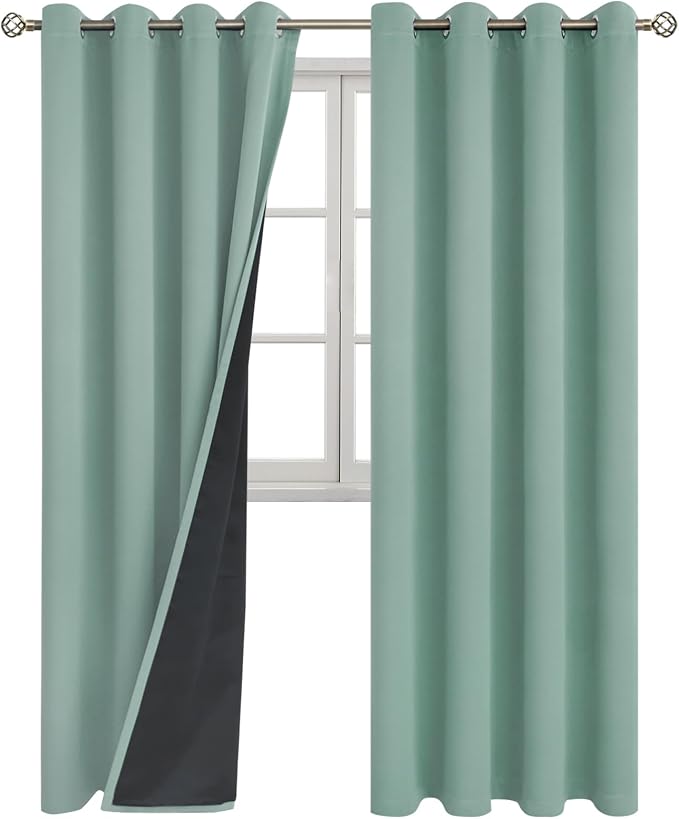 BGment Frosty Green Blackout Curtains 95 Inches Long 2 Panels Set - Image 9
