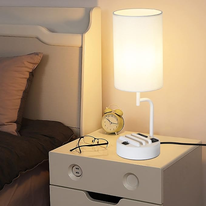 Dreamholder Table Lamp with 3 USB Charging Ports, Modern Desk Lamp with AC - Image 6