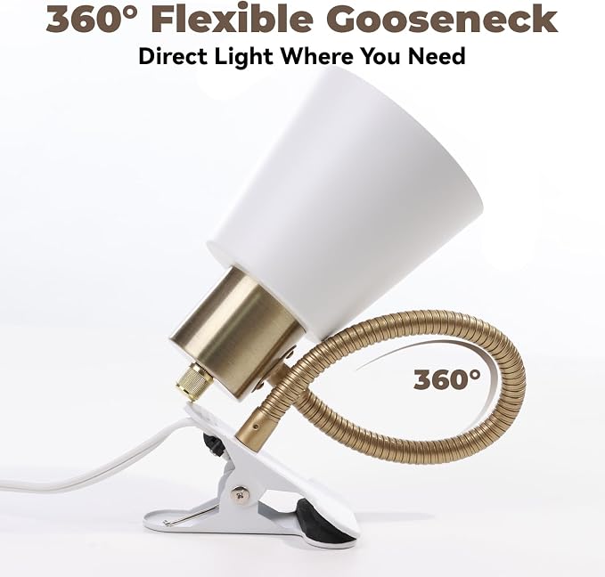 Desk lamp Eye-Caring Table Lamps, 360°Rotation Gooseneck Clip on Lamp Reading - Image 4