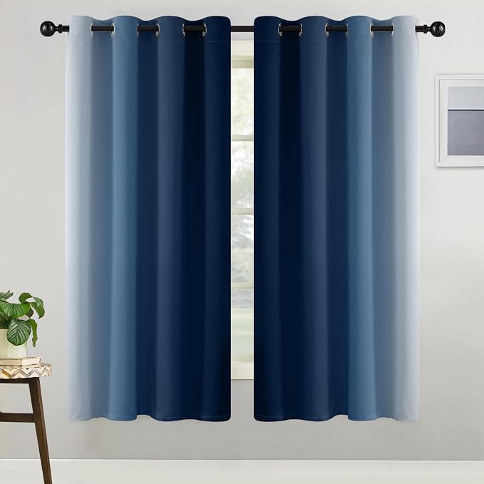 COSVIYA Grommet Ombre Room Darkening Curtains 63 inch Length, 2 Panels - Image 2
