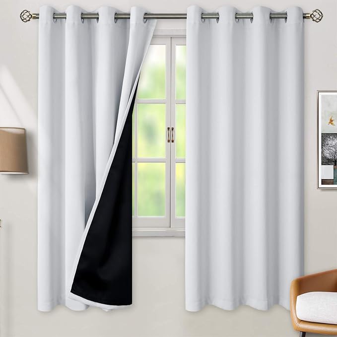 BGment Greyish White 100% Blackout Curtains by BGment