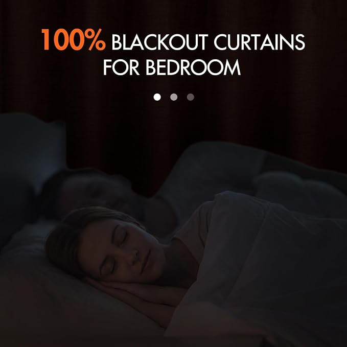 MIULEE 100% Blackout Fall Linen Curtains & Drapes W52 x L90 Inch Terracotta | 2 - Image 2