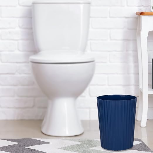 Small Bathroom Trash Can Plastic Wastebasket Garbage Can Navy Blue 2 Pack | - Image 4