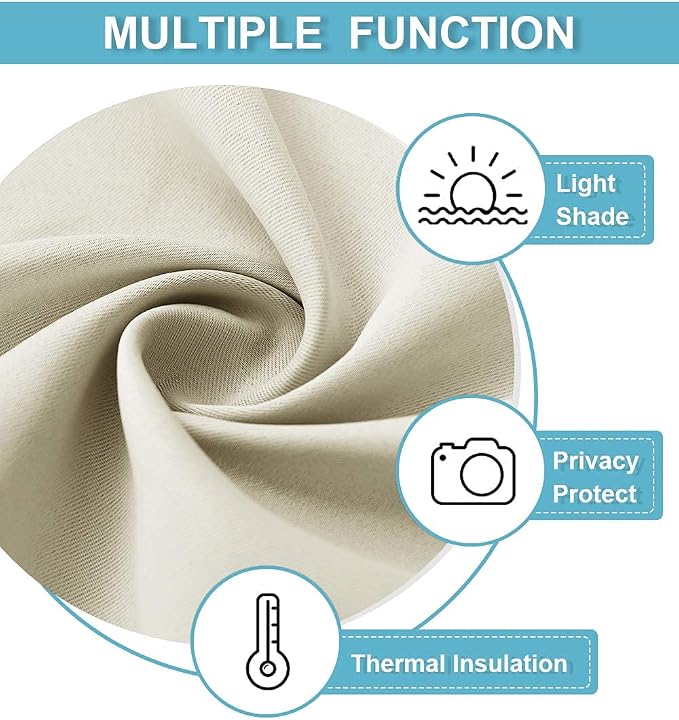 RYB HOME 54 inch Curtains for Living Room Bedroom, Rod Pocket | Thermal - Image 5