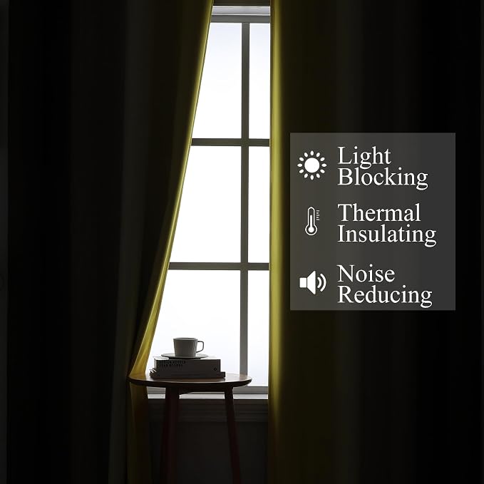 Brown and Yellow Blackout Curtains 52Wx72L Inch 2 Panels | Thermal Insulated - Image 3
