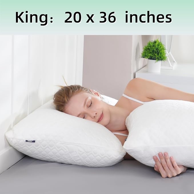 Shredded Memory Foam Pillows for Sleeping, Adjustable Pillows King Size Set of 2 - Image 7