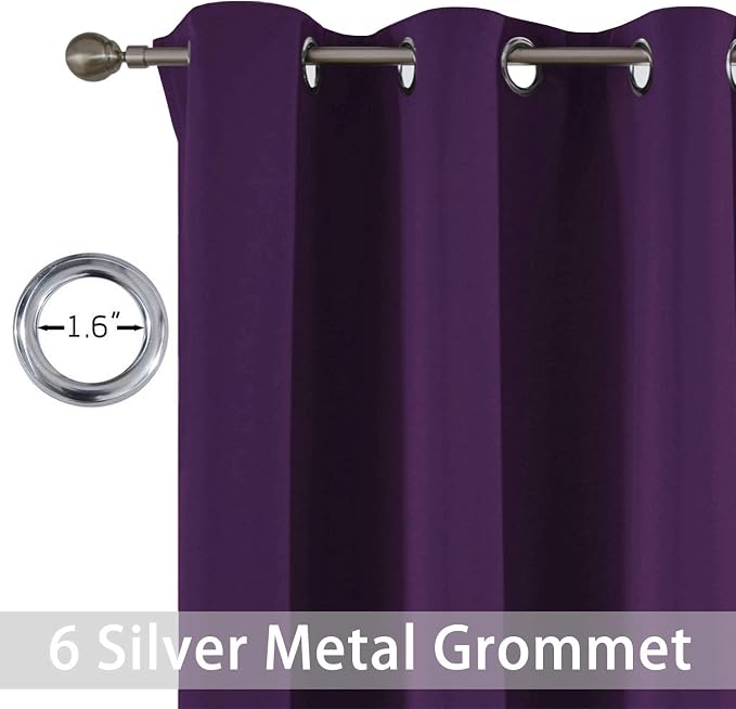 Yakamok Blackout Curtains 38x63 inch Purple Thermal Drapes-Bedroom | 2 panels - Image 3